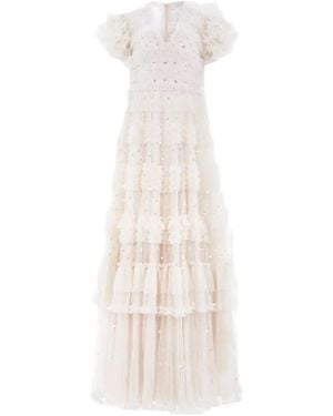 Needle & Thread Vestido Vivian con lentejuelas y volantes - Blanco