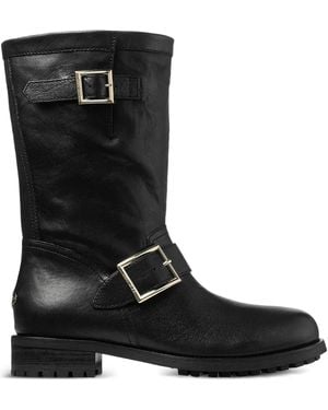 Jimmy Choo Biker Mid Leather Boots - Black