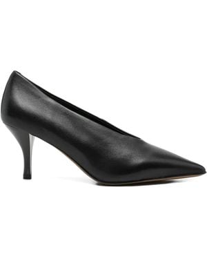 SERGIO MORETTI FIRENZE Pointed-Toe Leather Court Shoes - Black