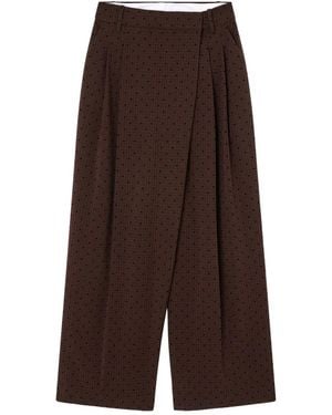 Ganni Polka-Dot Pleated Trousers - Brown