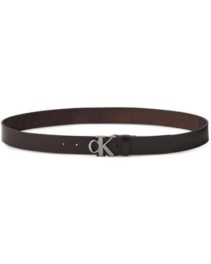 Calvin Klein Logo-Buckle Leather Belt - White