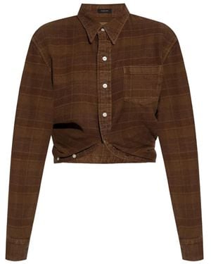 R13 Plaid Cotton Shirt - Brown