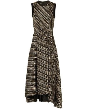 Giambattista Valli Sequin-Stripe Asymmetrical Dress - Black