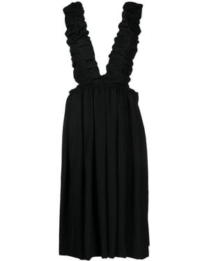 Comme des Garçons Ruched-Trim Pinafore Midi Dress - Black