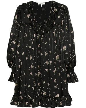 Chloé Floral Ruffled Mini Dress - Black