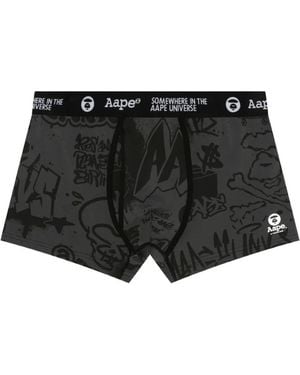 Aape By A Bathing Ape Moonface Graffiti-Print Boxers - Black