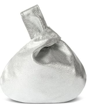 MARY SMALLWOOD Knotted Leather Clutch - Grey