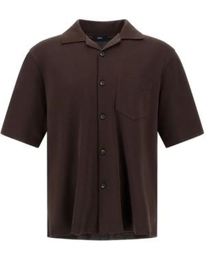 Herno Short-Sleeve Chest-Pocket Shirt - Brown