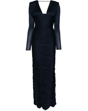 Versace Draped Silk Crêpe Midi Dress - Blau