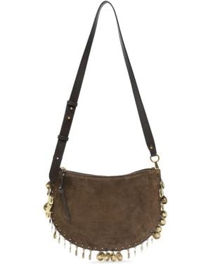 Isabel Marant Oskan Coin-Embellished Suede Cross Body Bag - Marrón