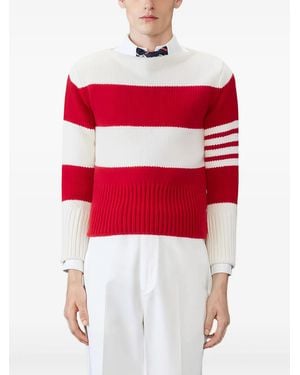 Thom Browne Striped Boat-Neck Pullover - Red