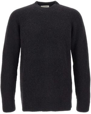 Laneus Distressed Ribbed Sweater - Blue