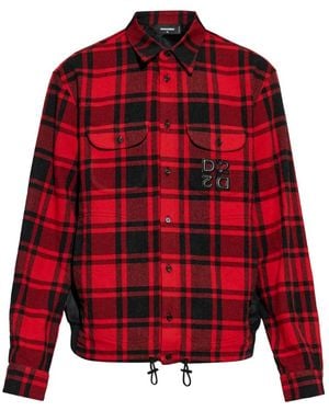 DSquared² Hybrid Logo-Patch Shirt Jacket - Red