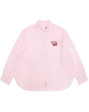 Aape By A Bathing Ape Embroidered Striped Shirt - Pink