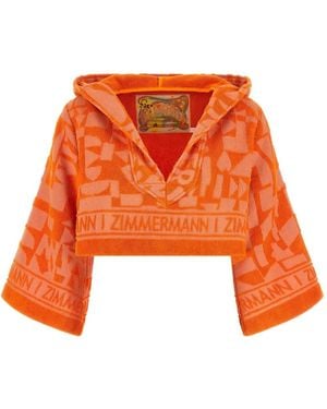 Zimmermann Solstice Frottee-Hoodie Aus Jacquard - Orange