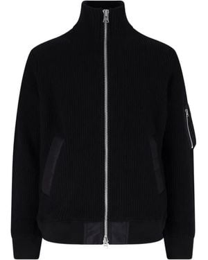 Sacai Gerippter Cardigan Mit Reißverschluss - Schwarz
