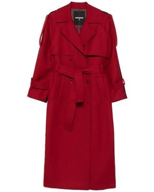 Patrizia Pepe Double-Breasted Wool Trench Coat - Red
