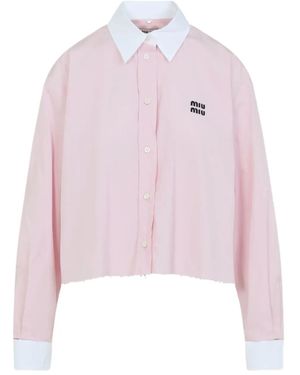 Miu Miu Poplin Cropped Shirt - Pink