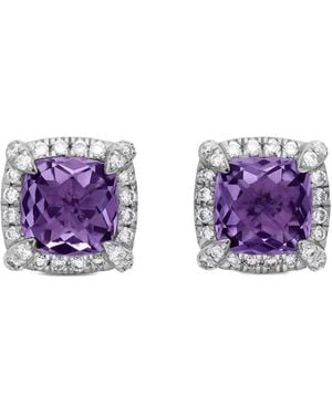 David Yurman Pendientes Petite Chatelaine de 5 mm en plata de ley con diamante y amatista - Morado