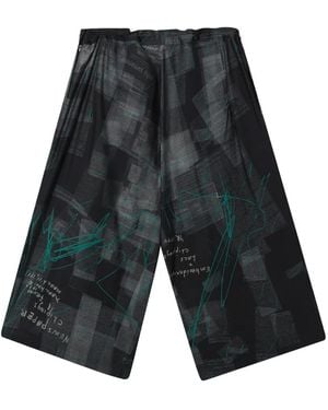 Y's Yohji Yamamoto Pantalon Ample À Imprimé Graphique - Grey