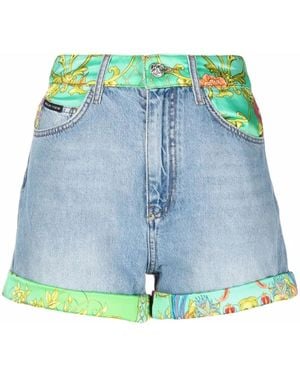 Philipp Plein New Baroque プリント デニムショーツ - ブルー