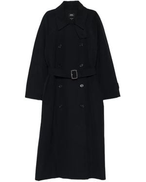 A.P.C. Gabardina Con Doble Botonadura Y Cinturón - Negro