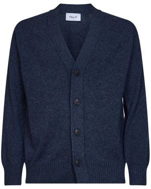 D4.0 V-Neck Button-Up Cardigan - Blue