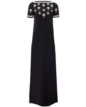 Carolina Herrera Medallion-Embroidered Gown With Bows - Black