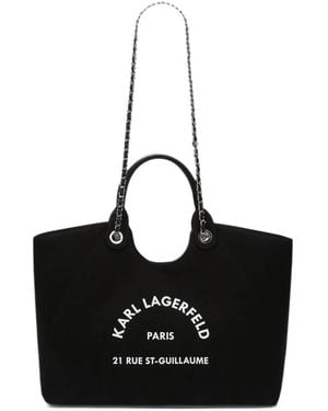 KARL LAGERFELD Rue St-Guillaume Chain Tote Bag - Black
