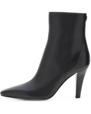 Guess Logo-Plaque Pointed-Toe Ankle Boots - Black