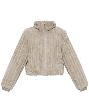 Save The Duck Ribbed-Texture Zip-Front Jacket - Natural