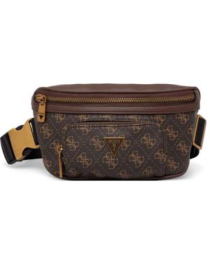 Guess Vezzola Monogram-Print Logo-Plaque Belt Bag - Brown