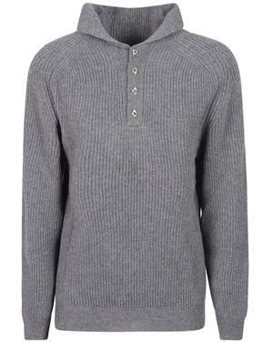 Dondup Ribbed-Knit Crystal-Embellished Sweater - Gray
