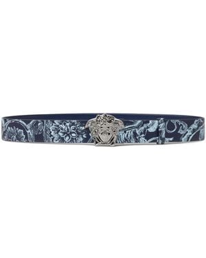 Versace La Medusa Barocco Print Belt - Blue