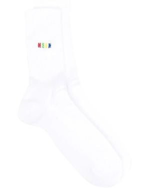 MSGM Embroidered-Logo Detail Socks - White