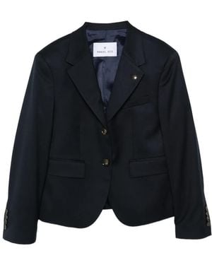 Manuel Ritz Logo-Pin Single-Breasted Blazer - Blue