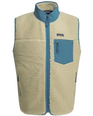 Patagonia Fleece-Texture Panelled Gilet - Blue