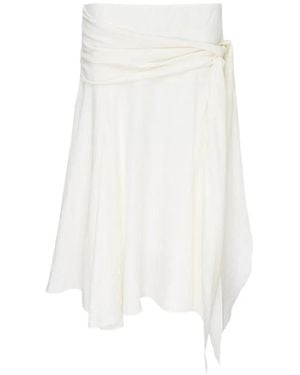 GLOWNY Sunset Draped Midi Skirt - White