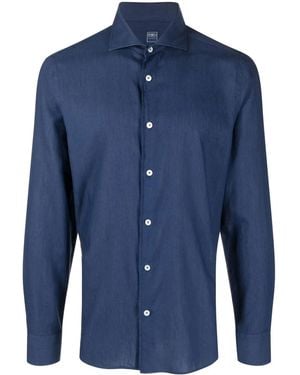 Fedeli Poplin Long-Sleeve Shirt - Blue