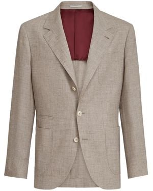 Brunello Cucinelli Linen And Silk Single-Breasted Jacket - Brown