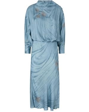 Pinko Embellished Long-Sleeve Midi Dress - Blue