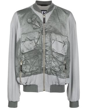 DIESEL Gilet-Print Bomber Jacket - Grey