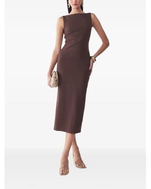 BWLDR Sleeveless Boat-Neck Midi Dress - Brown