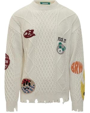 Barrow Appliqué Distressed Sweater - Grey