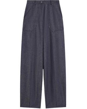Max Mara High-Waisted Patch-Pocket Trousers - Blue