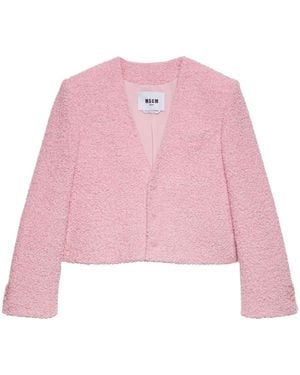 MSGM Textured-Knit Jacket - Pink