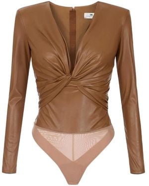 Elisabetta Franchi Bodysuit With Knot - Brown