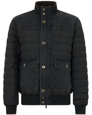 Moorer Padded High Collar Jacket - Black