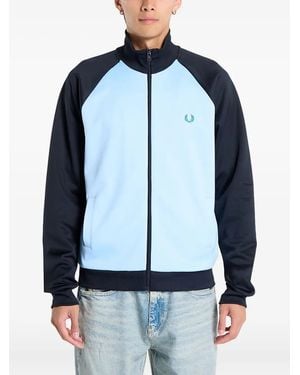 Fred Perry Contrast Sleeve Track Sweater - Blue