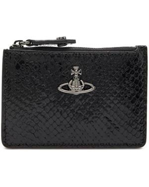 Vivienne Westwood Orb-Detail Croc-Pattern Wallet - Black